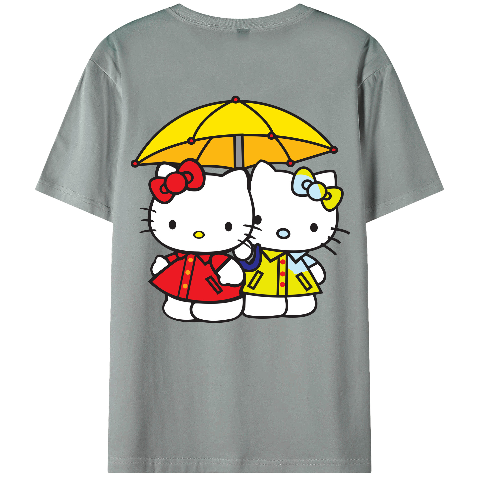 （画像用） Hello Kitty ハローキティ 綿100％ メンズ半袖Tシャツ（バックプリント） 通気性